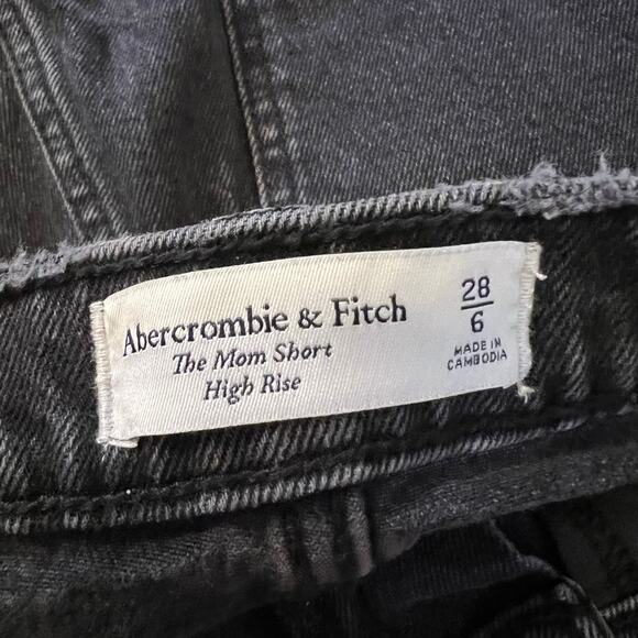 Abercrombie & Fitch Jean Shorts Womens 28 /6 High Rise Mom Black Cut Off Raw Hem - Picture 3 of 8